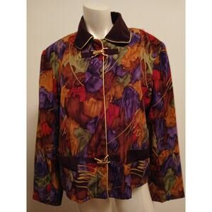 Vital Elements Equestrian Buckle Jacket Medium Abstract Art Purple Brown